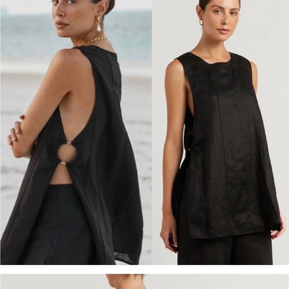DISSH Black Sleeveless Tunic with Ring Back Detail